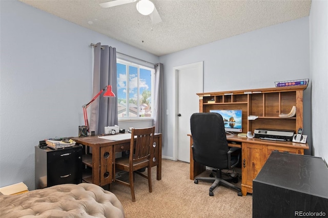 9648 Lane St, Thornton, CO 80260 - carpeted home office with a textured ceiling and ceiling fan