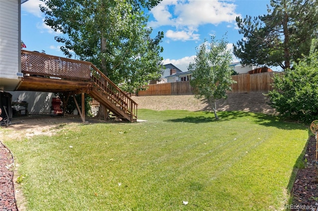 9648 Lane St, Thornton, CO 80260 - view of yard featuring stairs and a wooden deck