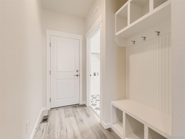 mudroom featuring light hardwood / wood-style floors