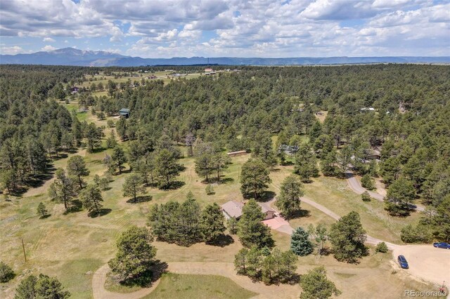 aerial view with a mountain view