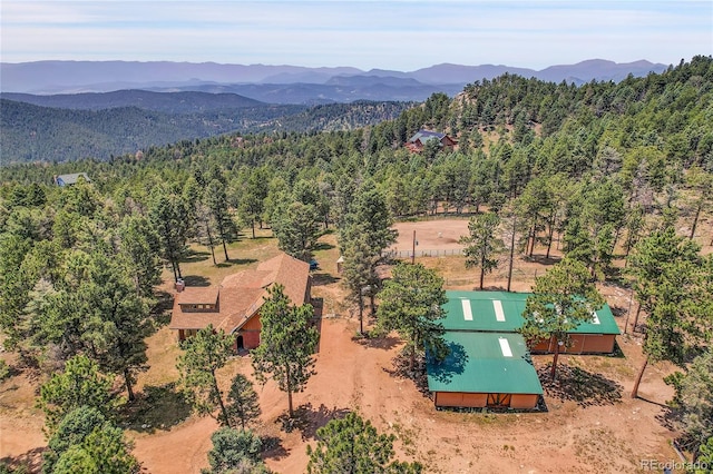 drone / aerial view with a mountain view