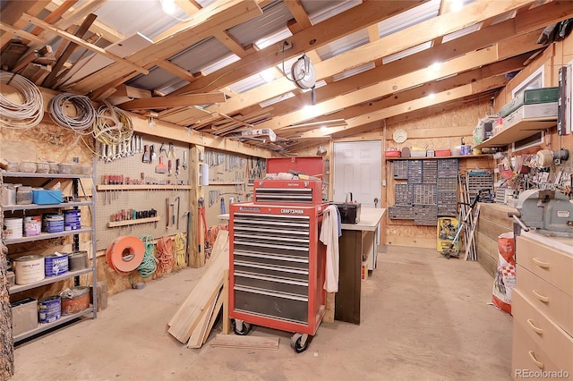 26526 Gray Buck Trl, Conifer, CO 80433 - below grade area featuring a workshop area