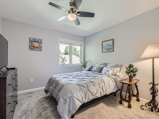 bedroom featuring carpet flooring and ceiling fan