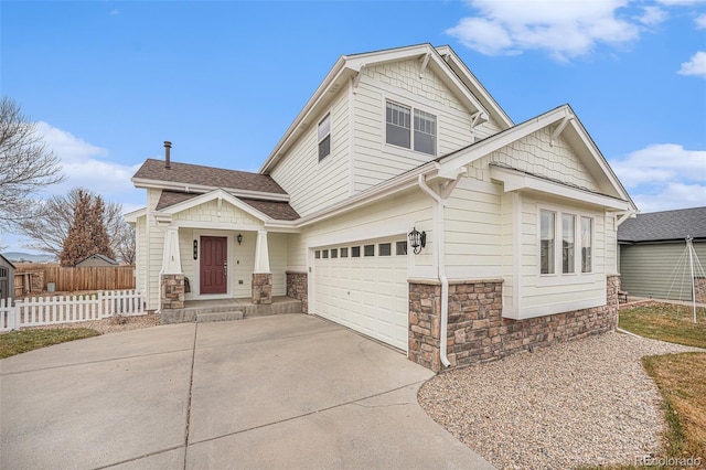 craftsman inspired home featuring a garage