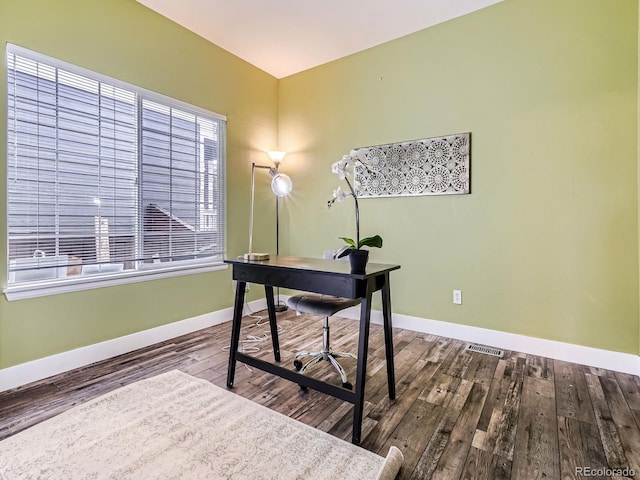 9867 Mulberry Way, Highlands Ranch, CO 80129 - office with baseboards and wood finished floors