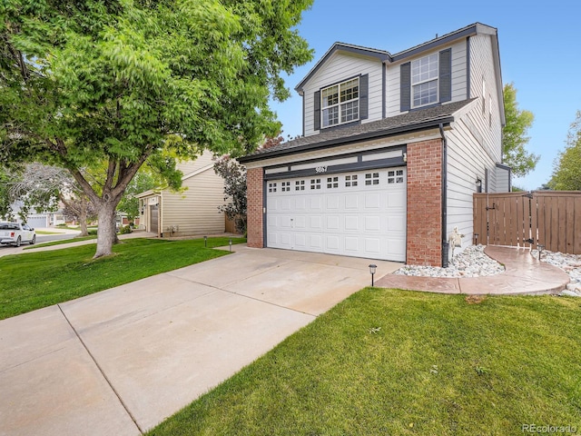 9867 Mulberry Way, Highlands Ranch, CO 80129 - traditional-style home with a garage, concrete driveway, and brick siding