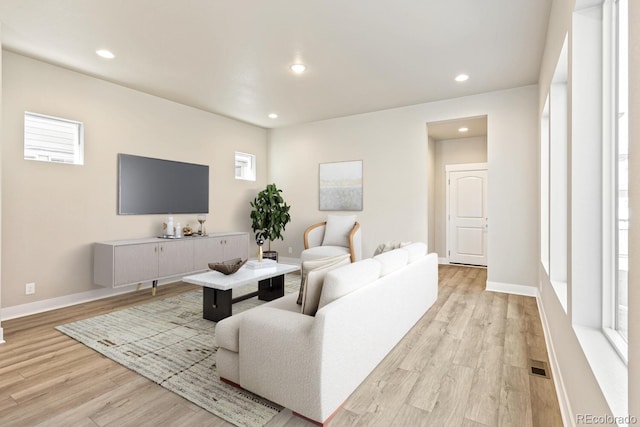 living room featuring light hardwood / wood-style floors