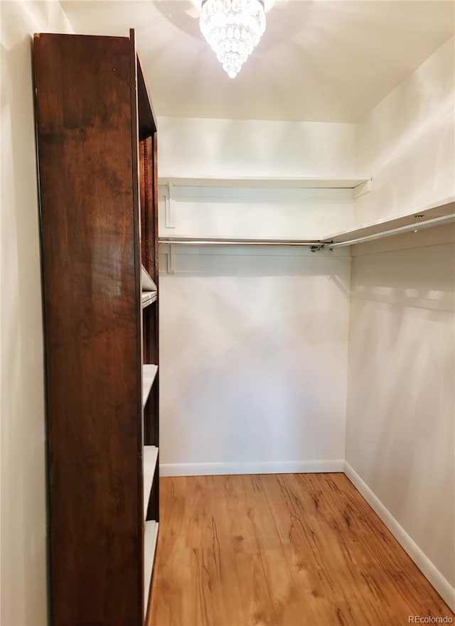 715 S Alton Way Unit 10A, Denver, CO 80247 - walk in closet featuring light wood-style flooring and a chandelier