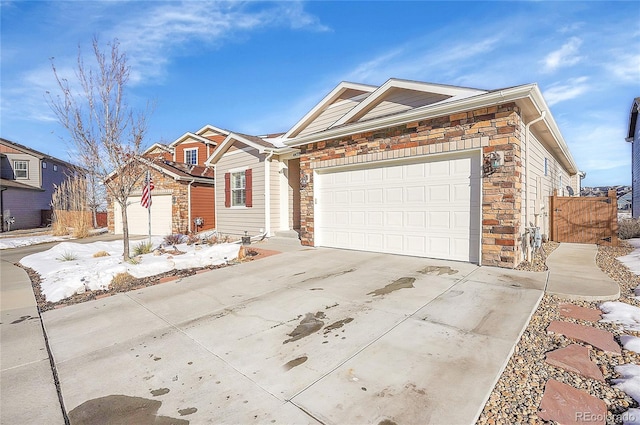 single story home with a garage