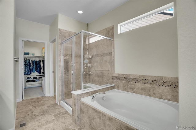 bathroom with plus walk in shower