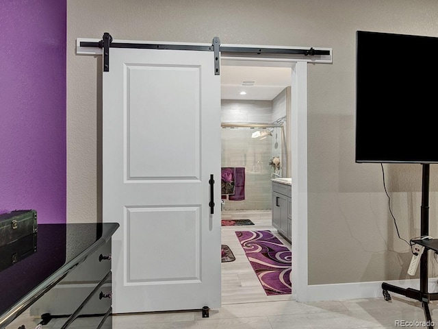 bathroom featuring vanity and walk in shower