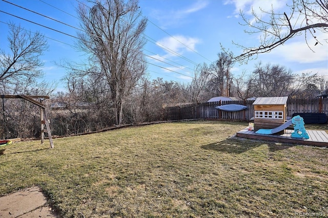 view of yard featuring a fenced backyard