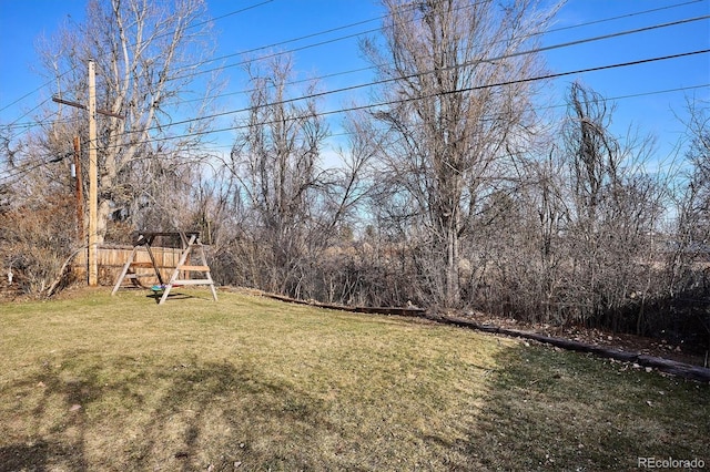 view of yard with a playground