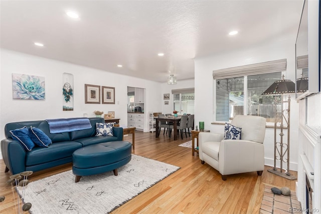 1160 S Monroe St, Denver, CO 80210 - living area featuring wood finished floors and recessed lighting