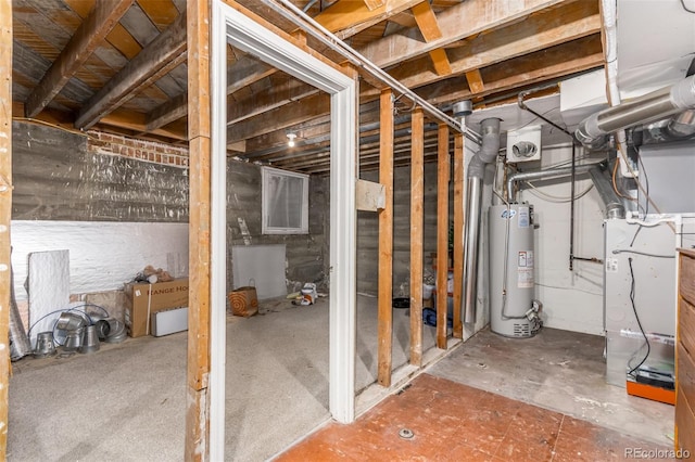 basement with water heater