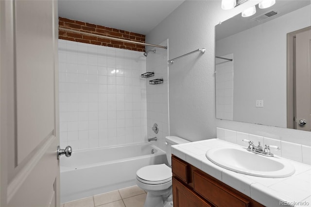 3211 Zuni St Unit 14, Denver, CO 80211 - full bathroom featuring toilet, vanity, tile patterned flooring, and washtub / shower combination