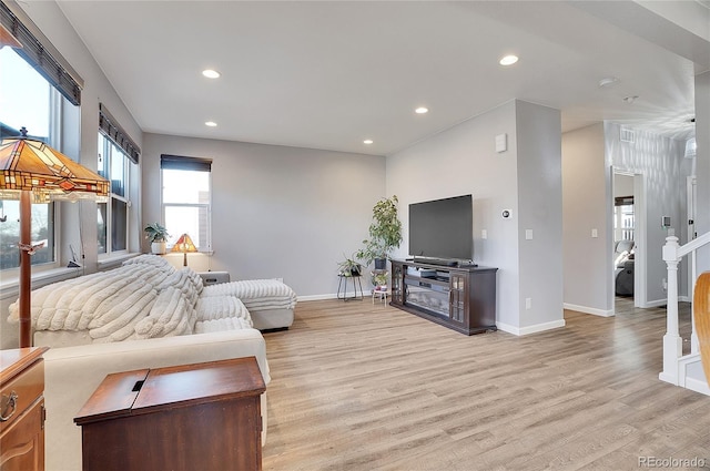 living room featuring light wood-type flooring