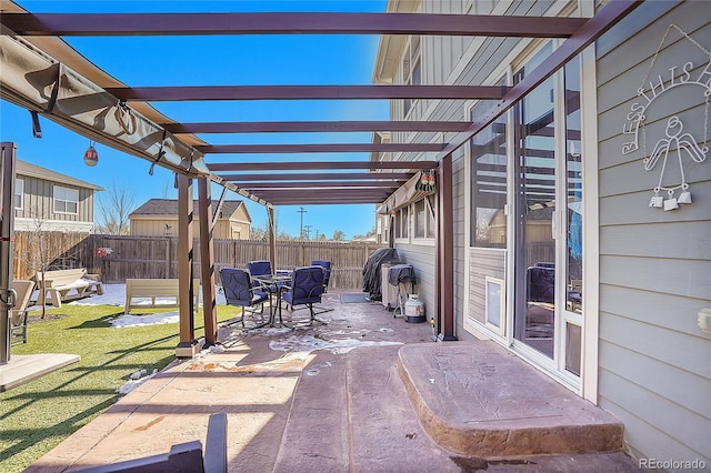 view of patio / terrace featuring a pergola