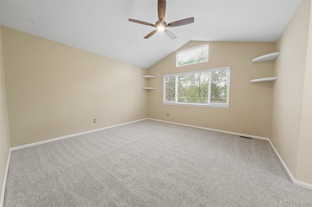 3565 W 112th Cir, Westminster, CO 80031 - empty room with ceiling fan, carpet flooring, lofted ceiling, and baseboards