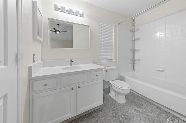 3565 W 112th Cir, Westminster, CO 80031 - full bath with ceiling fan, toilet, vanity, and bathing tub / shower combination