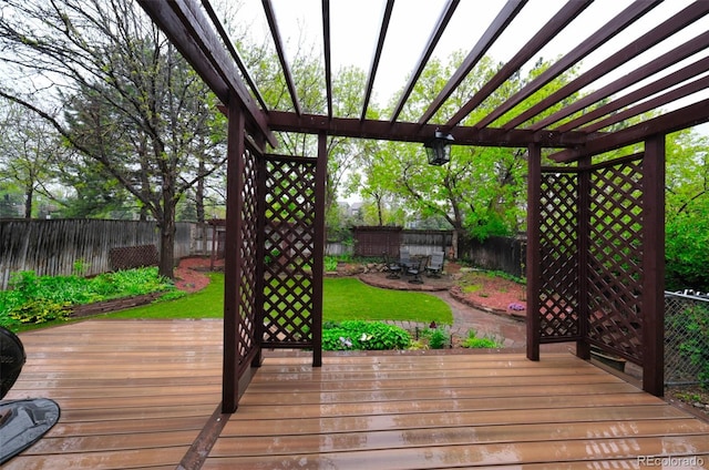 3565 W 112th Cir, Westminster, CO 80031 - wooden terrace featuring a fenced backyard and a pergola