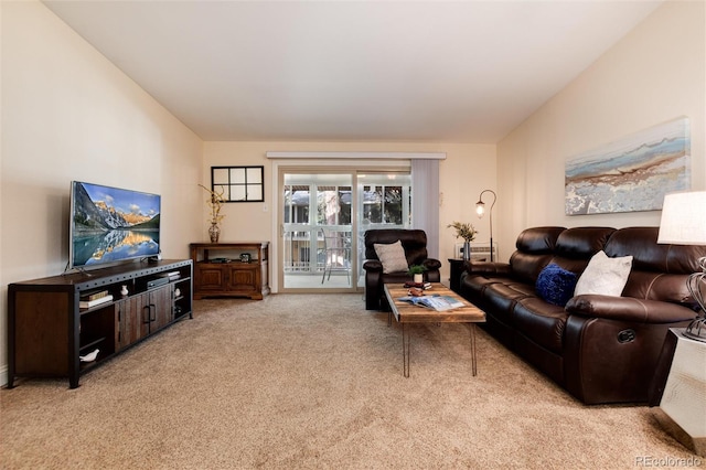 living room with light carpet