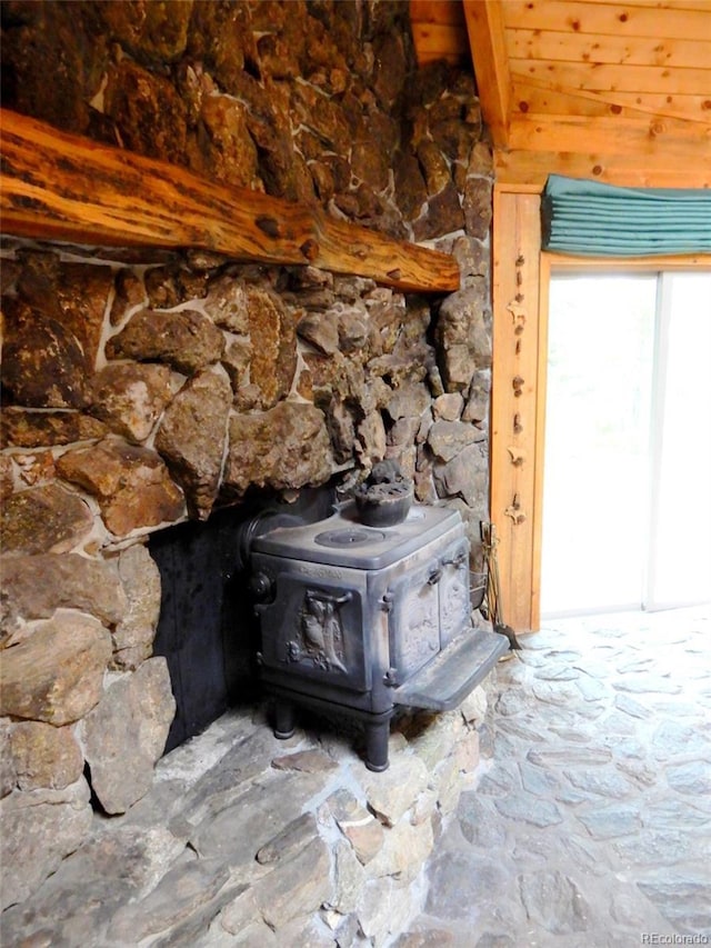 600 Rock Lake Rd, Ward, CO 80481 - interior details with a wood stove