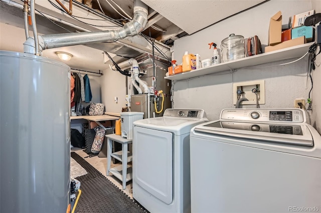 18662 E Brown Pl, Aurora, CO 80013 - laundry area with washer and dryer, water heater, and heating unit