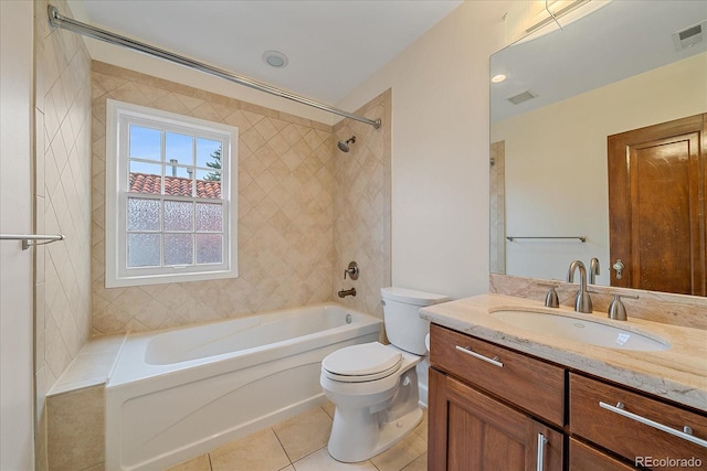 371 Birch St, Denver, CO 80220 - bathroom featuring tile patterned floors, shower / bathing tub combination, vanity, toilet, and visible vents