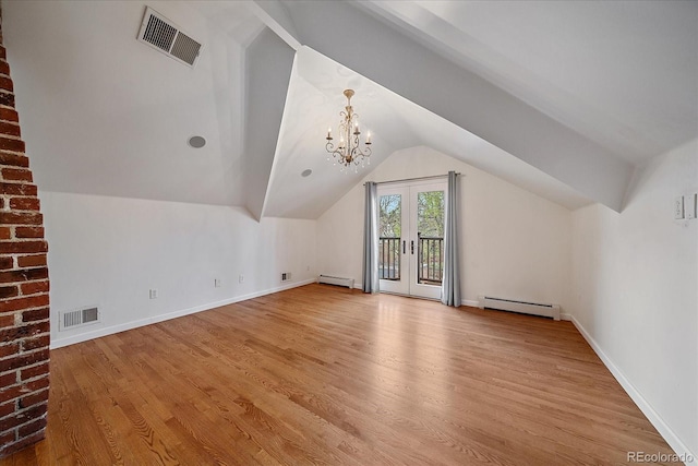 371 Birch St, Denver, CO 80220 - bonus room with vaulted ceiling, visible vents, and baseboard heating