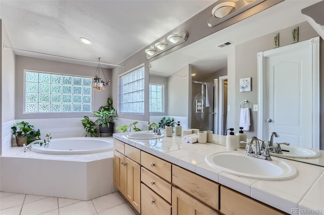 bathroom featuring a sink, visible vents, and a healthy amount of sunlight