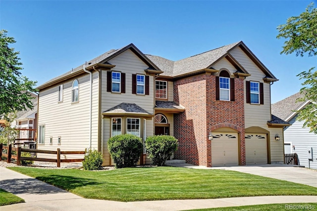 11951 Singing Winds St, Parker, CO 80138 - view of front of home with an attached garage, driveway, roof with shingles, and brick siding