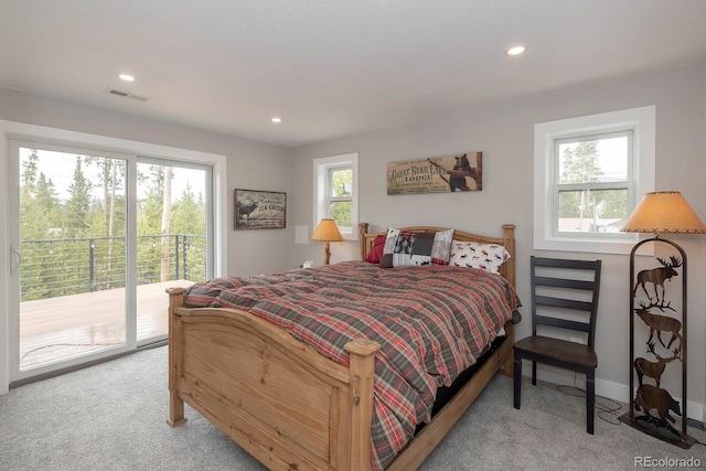 675 Gcr 462, Grand Lake, CO 80447 - carpeted bedroom featuring access to outside, multiple windows, recessed lighting, and baseboards