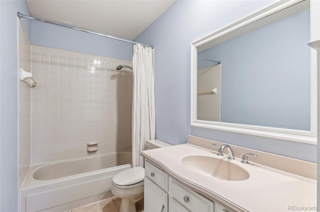 8132 Lodgepole Trl, Lone Tree, CO 80124 - full bath featuring vanity, toilet, tile patterned floors, and shower / tub combo
