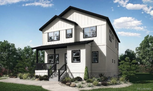 view of front of property featuring covered porch