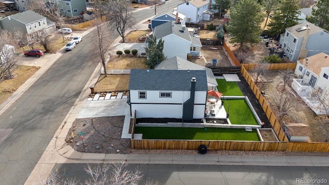 bird's eye view with a residential view