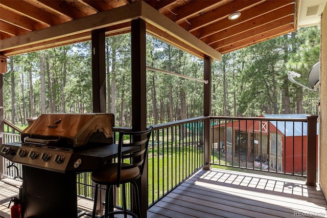 11030 Pine Meadows Rd, Colorado Springs, CO 80908 - deck featuring area for grilling and a yard