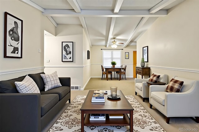 7260 Otis Ct, Arvada, CO 80003 - living area featuring ceiling fan and light carpet