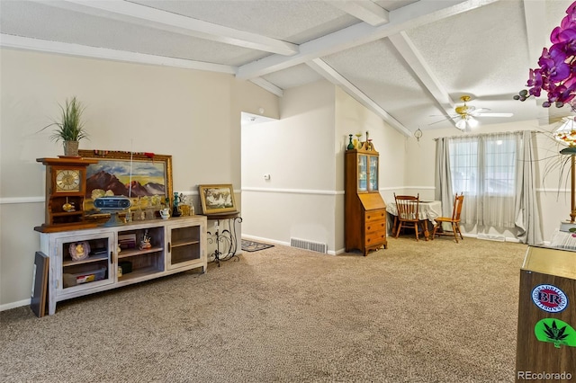 7260 Otis Ct, Arvada, CO 80003 - sitting room with carpet floors, ceiling fan, and a textured ceiling