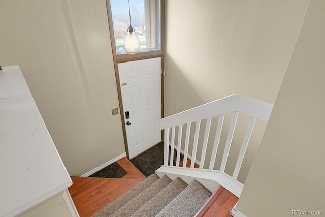 foyer entrance with wood finished floors