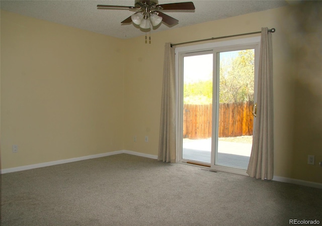 1008 Park View Ct, Castle Rock, CO 80104 - unfurnished room featuring ceiling fan, carpet floors, a textured ceiling, and baseboards