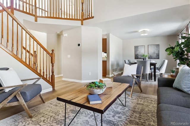 living room with hardwood / wood-style floors