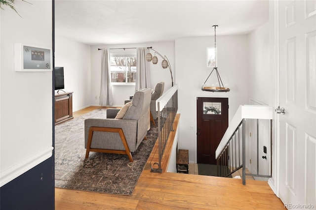 foyer entrance featuring light wood-type flooring