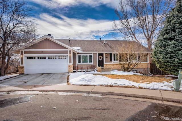 view of front of property with a garage