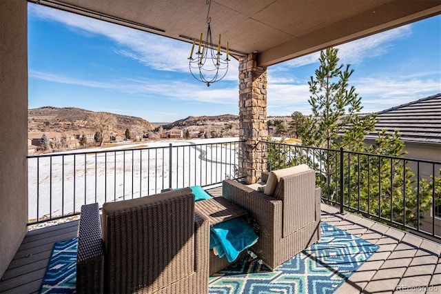 balcony with a mountain view