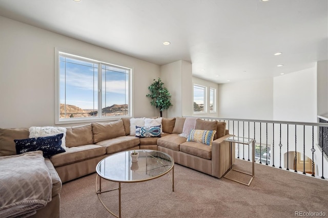 living room featuring recessed lighting