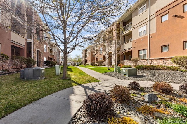 view of home's community with a lawn and a residential view
