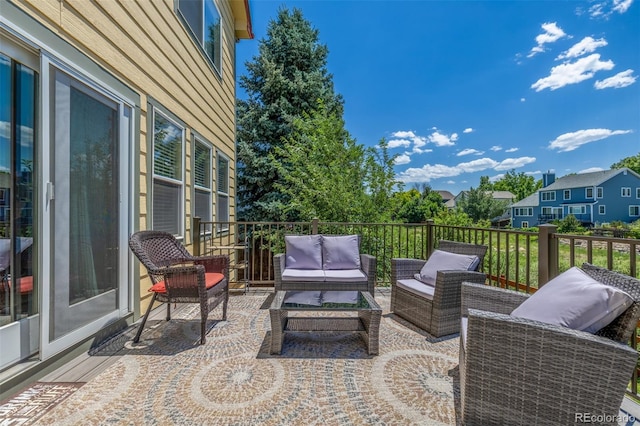 5168 Rocky Mountain Dr, Castle Rock, CO 80109 - view of patio featuring outdoor lounge area and a residential view