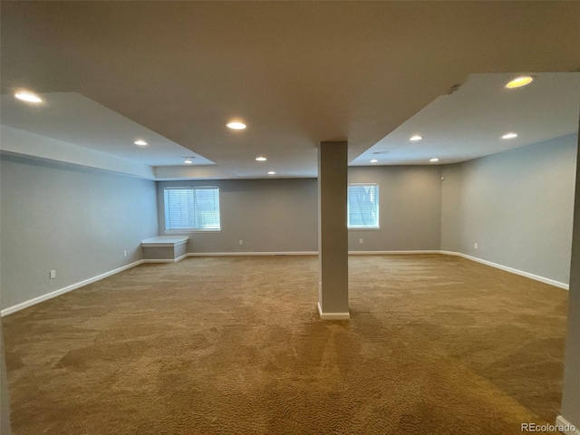 basement with carpet