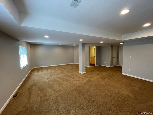 basement featuring carpet